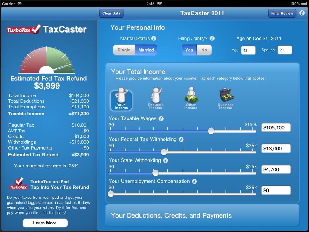 turbotax taxcaster