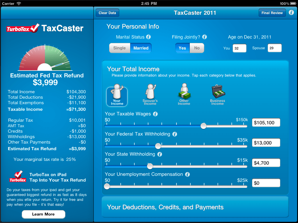 TaxCaster Free Mobile Tax App Launches Estimate Your Tax Refund in