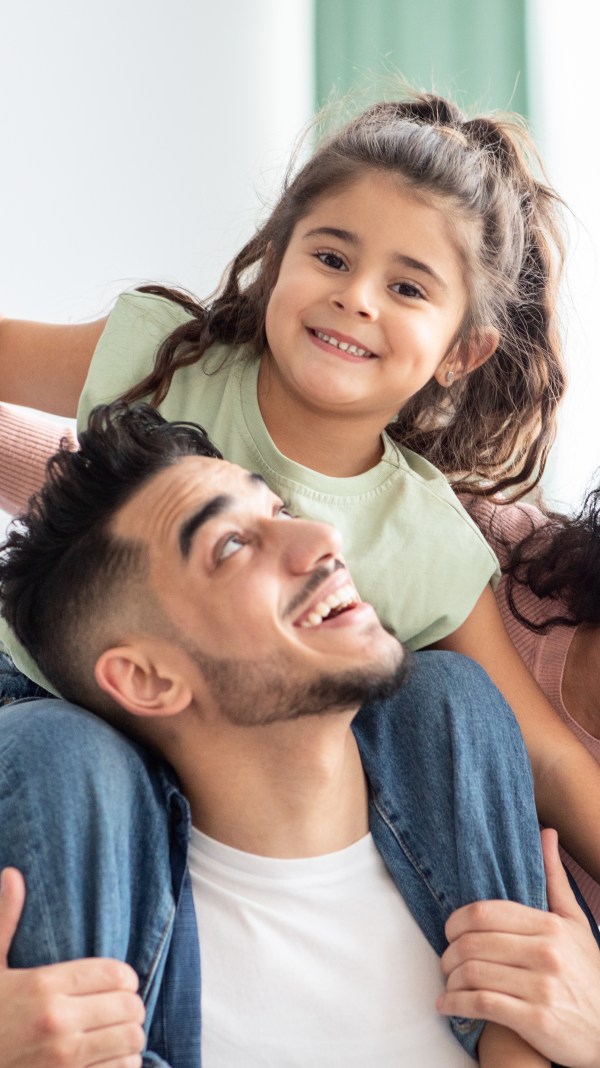 Young Latino family of three.