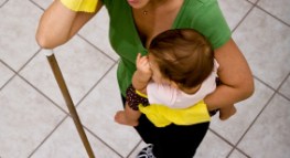 Exhausted Mother Cleaning