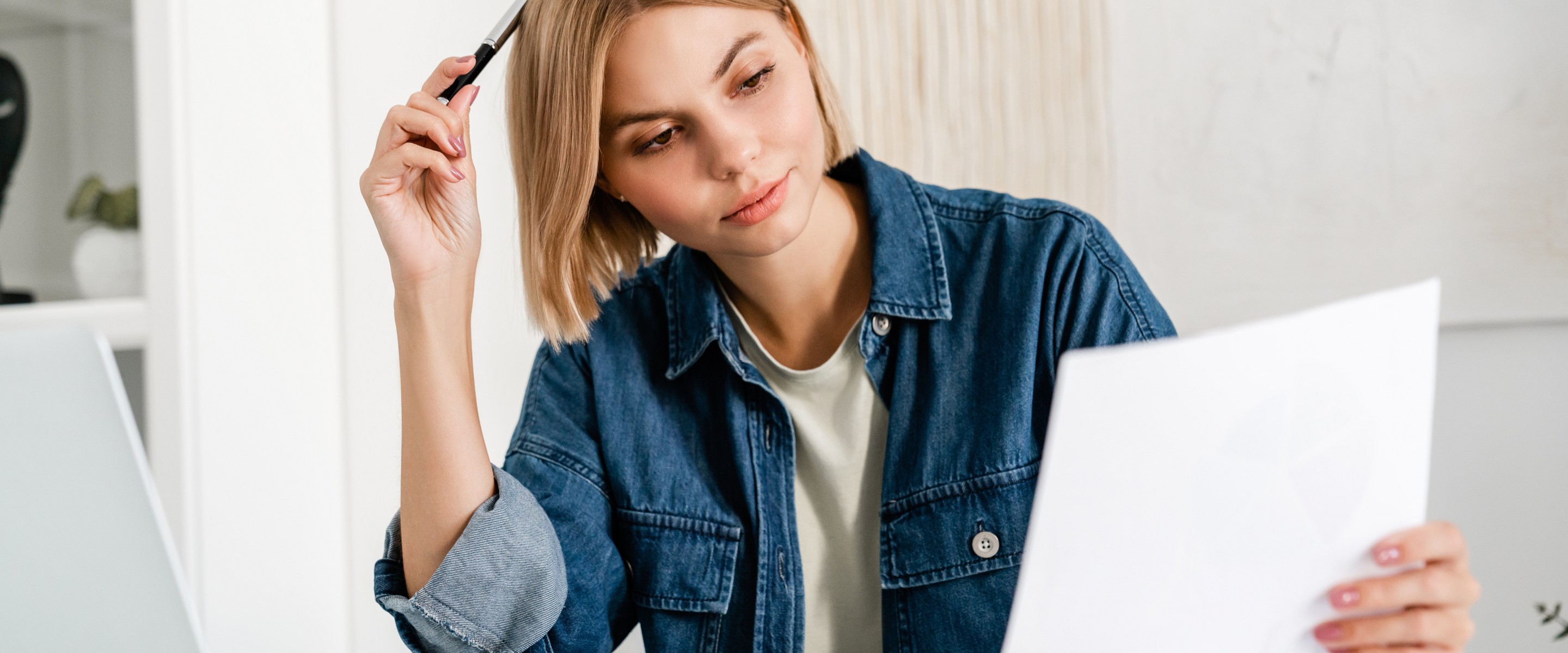 Woman reviewing a documet