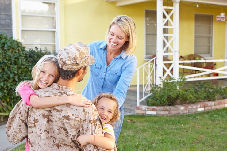 Military member at home with family