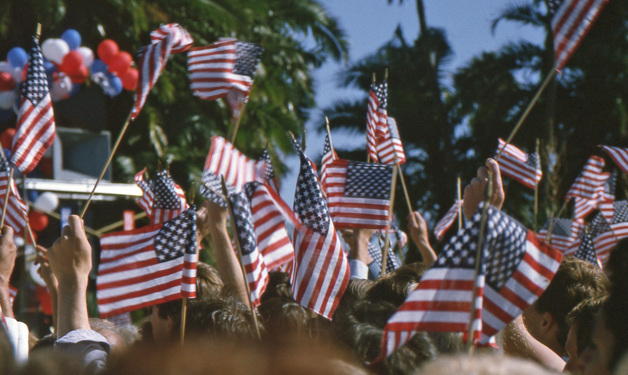 American flags waving
