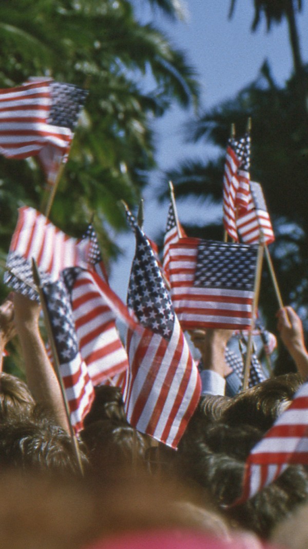 American flags waving