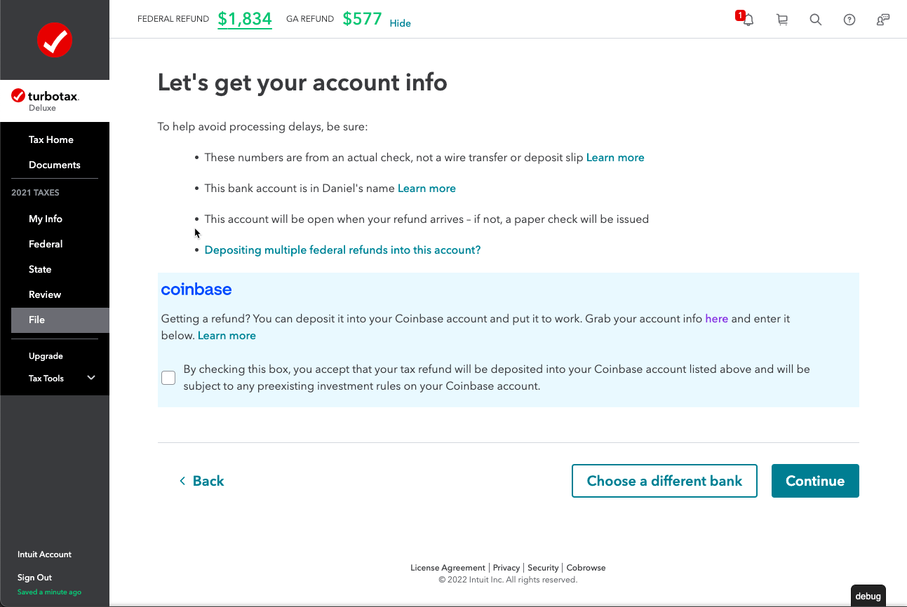 Turbotax Coinbase