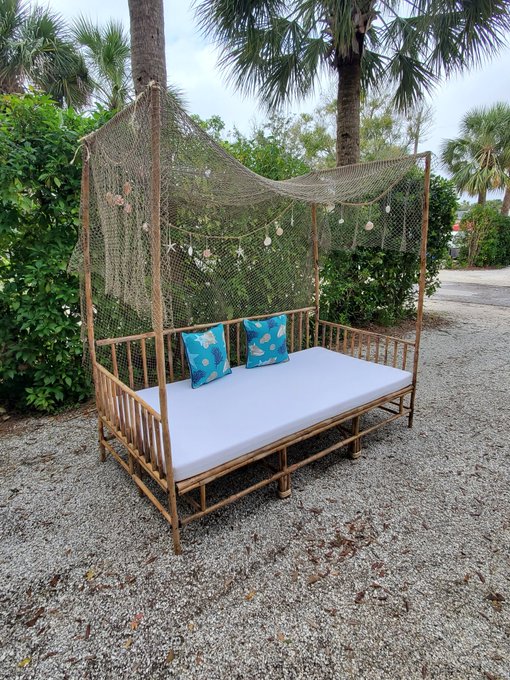 Outdoor bed on the beach.