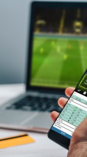 Man betting on a soccer game