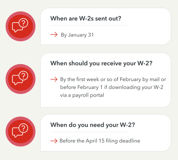 When are W-2s sent out FAQs