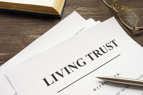 Close-up of living trust documents.