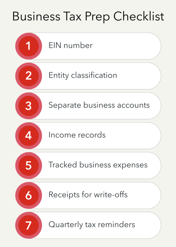 Business tax prep checklist.
