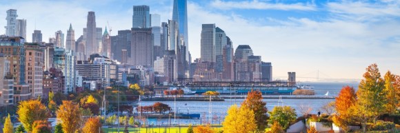 New York City skyline view of the financial district