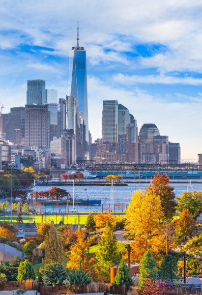 New York City skyline view of the financial district