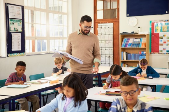 Teacher in an elementary school classroom